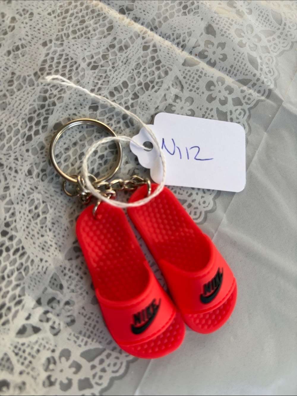N112- Nike Red Slide Keychain. It can fit The Labubu doll